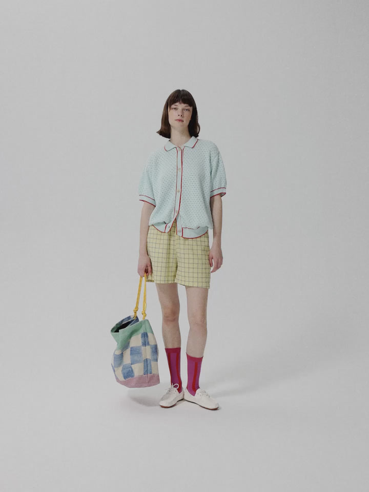 Color block canvas cross-body bag