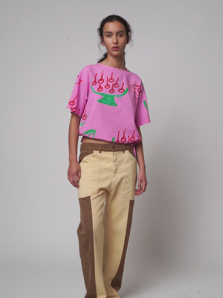 Cherry print cropped blouse