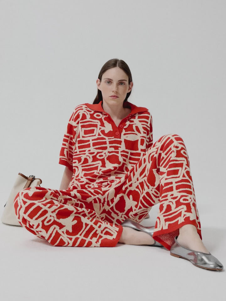 Cookery festival jacquard knitted polo