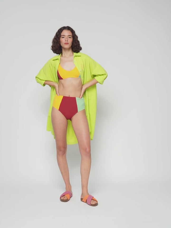 컬러 블록 테리 비키니 바텀
