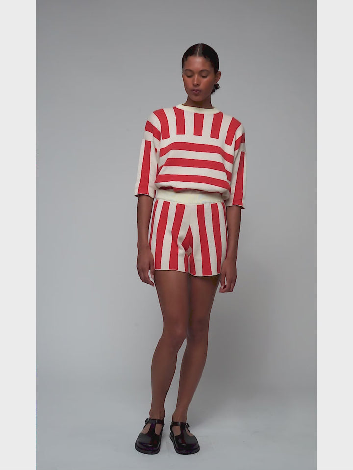 Striped knitted short