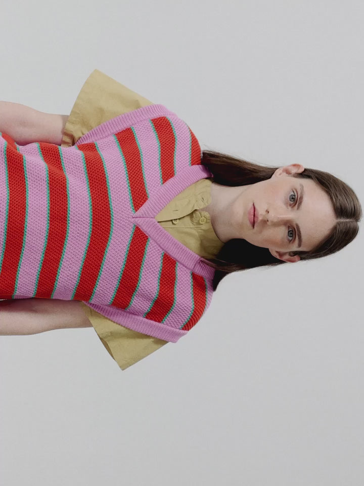 Striped V-neck vest