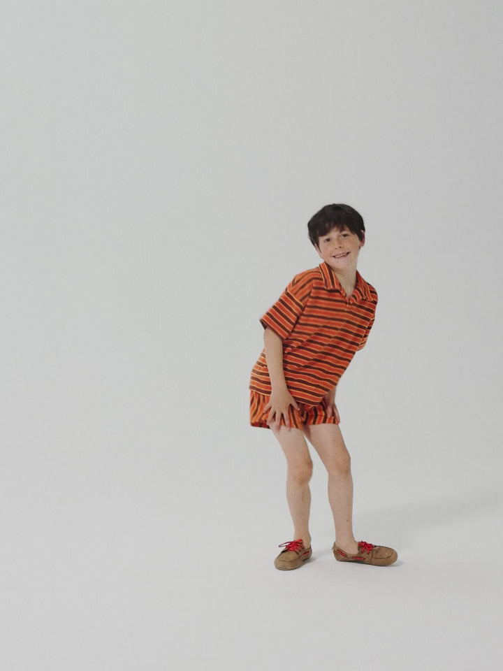 Striped Brick terry cloth polo