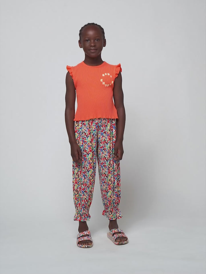 Orange ruffled tank top