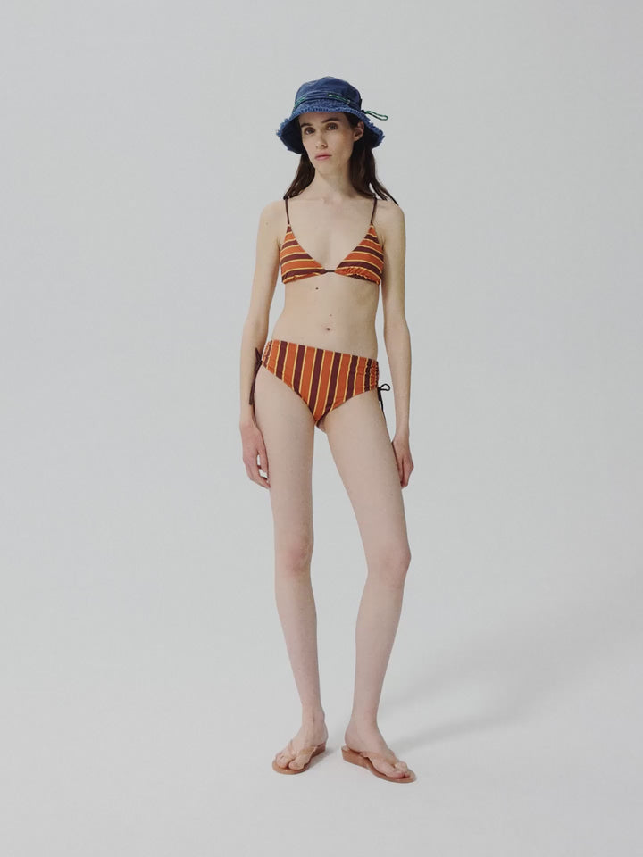 Stripes recycled tied bikini bottom