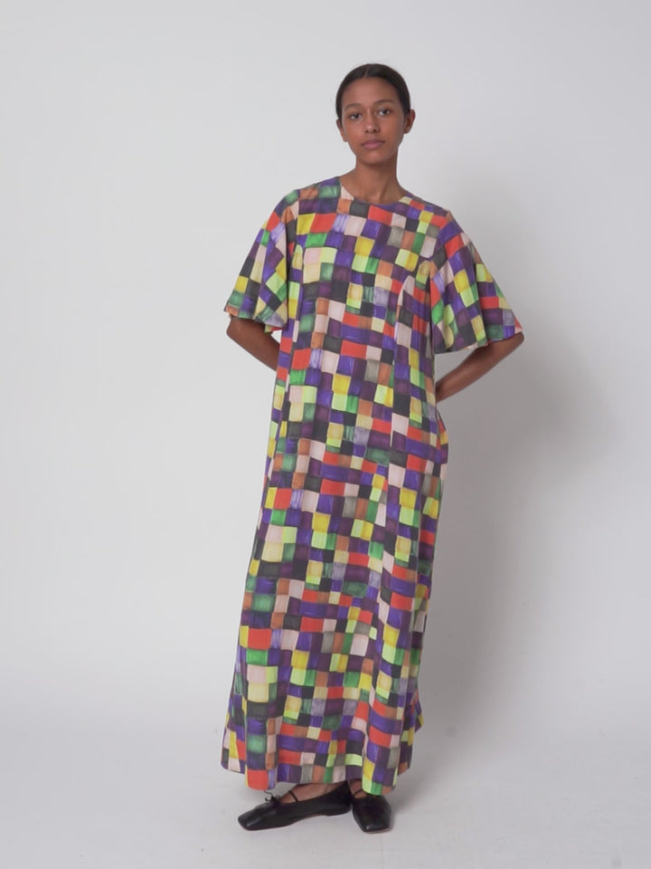 Rainbow Plaid pattern modal dress