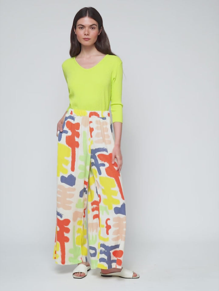 리브드 브이넥 티셔츠