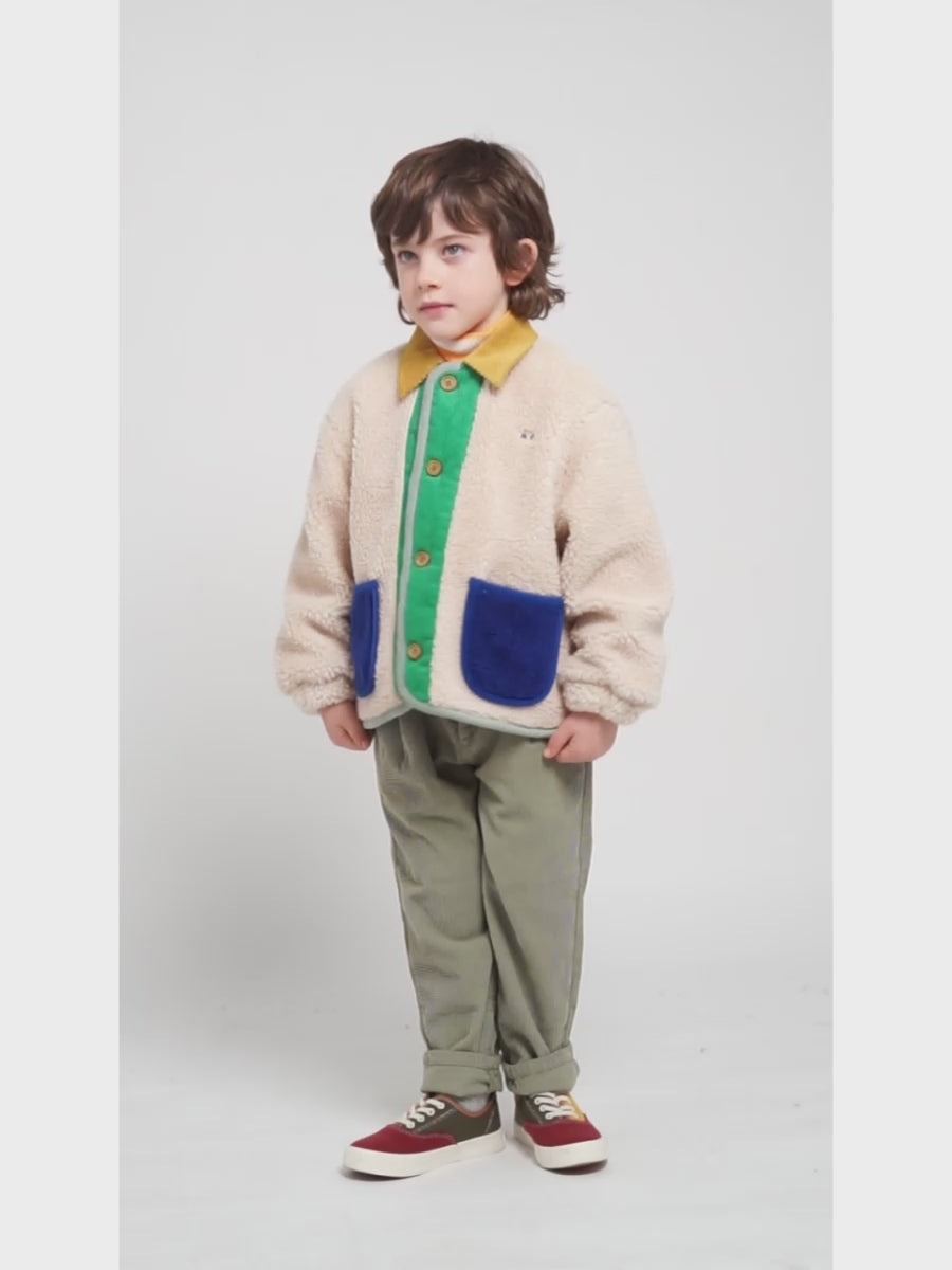 Color Block sheepskin jacket - 2-3Y