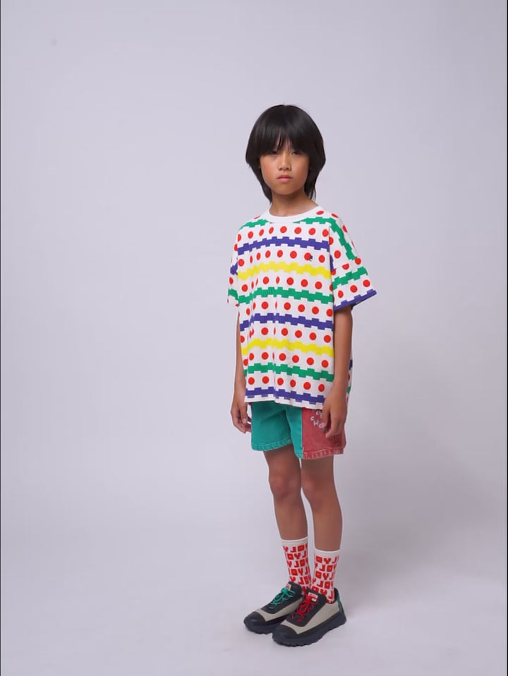 Geometric all over waffle T-shirt