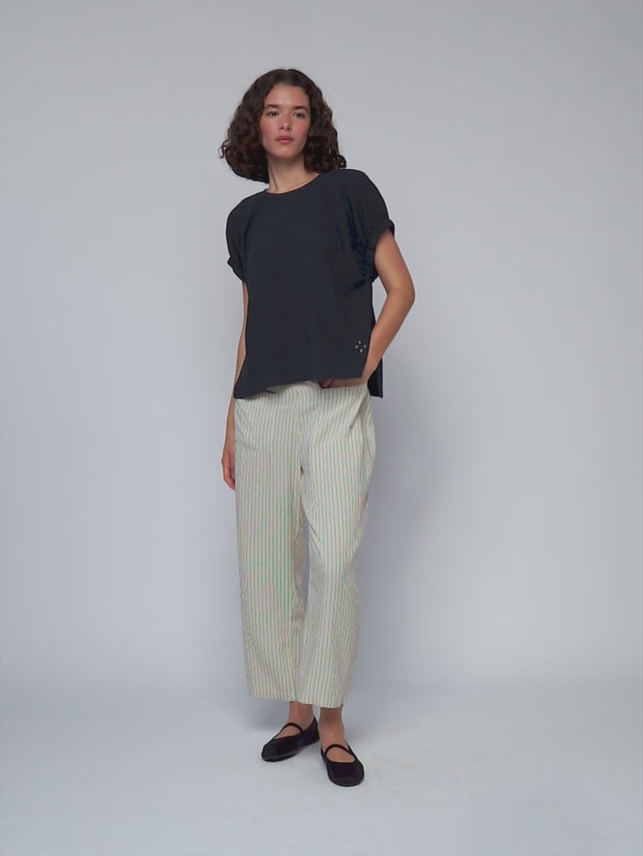 Vertical multi striped cocoon pant