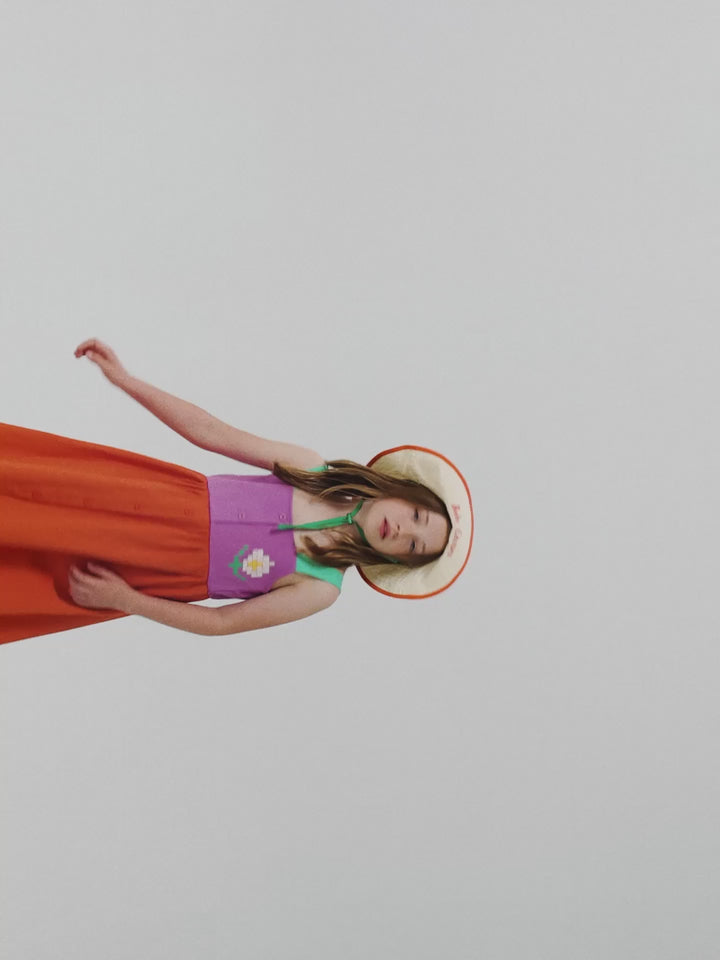 Pixel Daisy color block woven dress