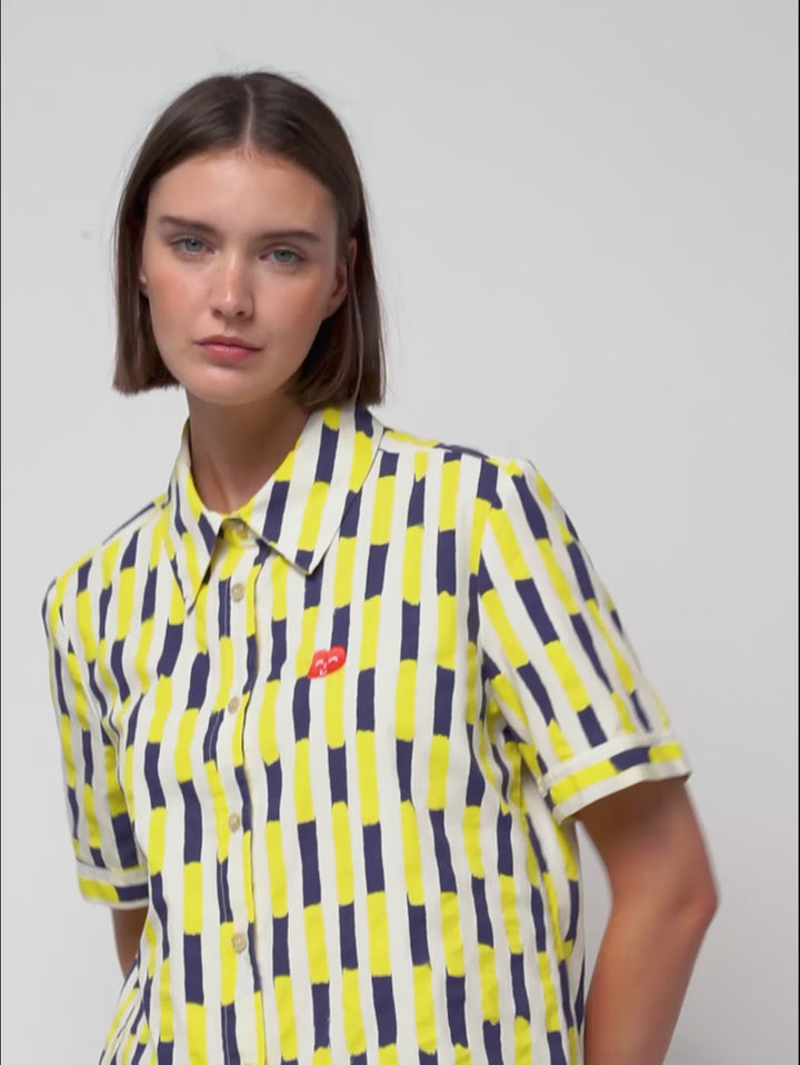 Brush Strokes print fitted shirt