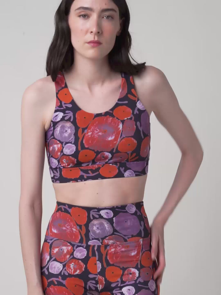 Dahlia pattern sporty leggings