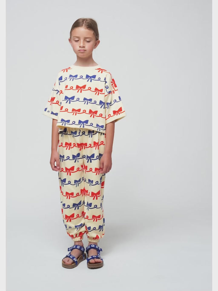 Ribbon Bow all over short sleeve sweatshirt