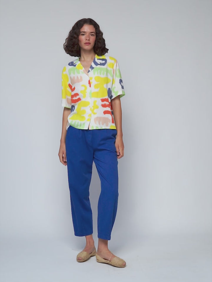 Pleated straight leg trouser