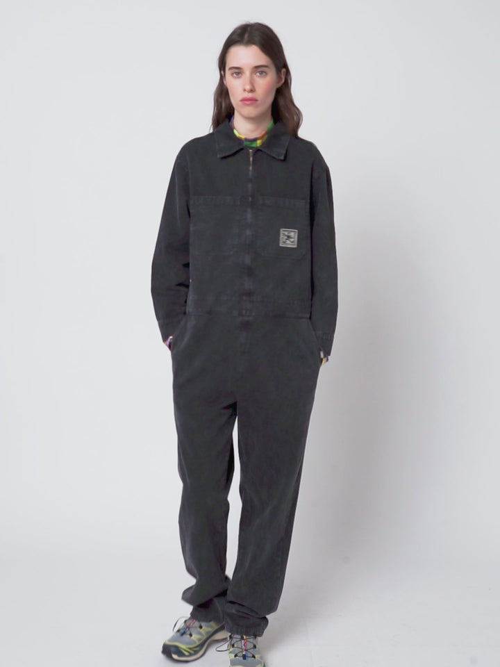 Denim zip-up jumpsuit