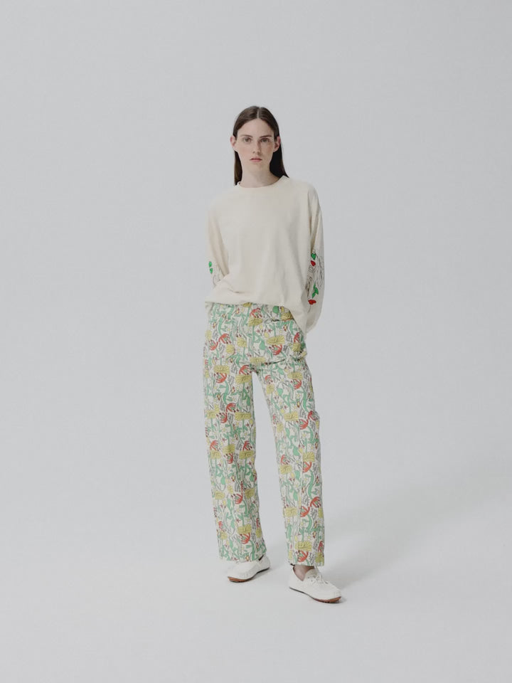 Color Herbalists pattern twill cropped pants