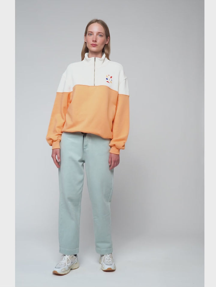 Color block zip sweatshirt