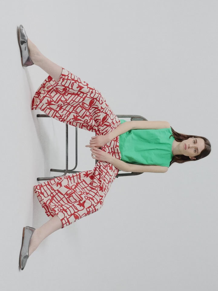 Cookery festival pattern cotton pants