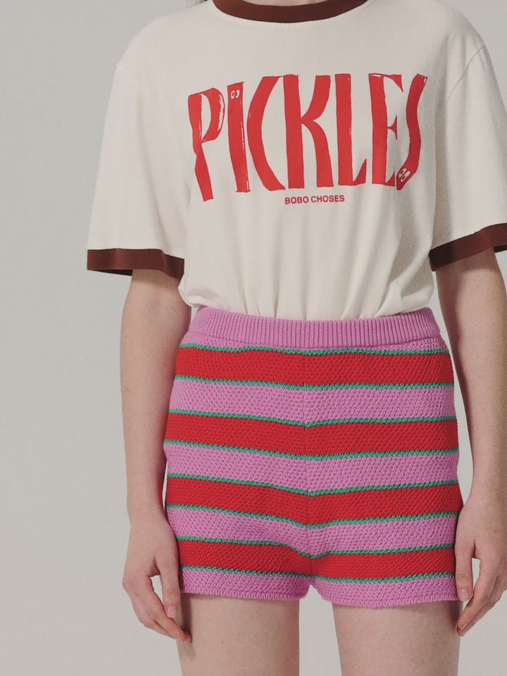 Striped knitted short