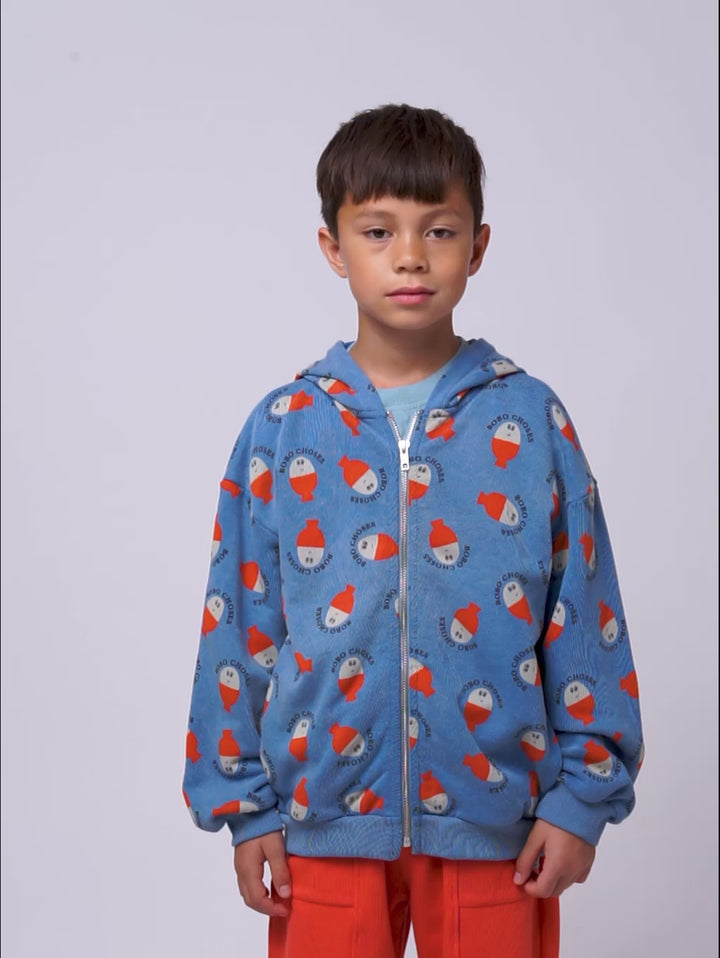 Morning Egg all over zipped hoodie