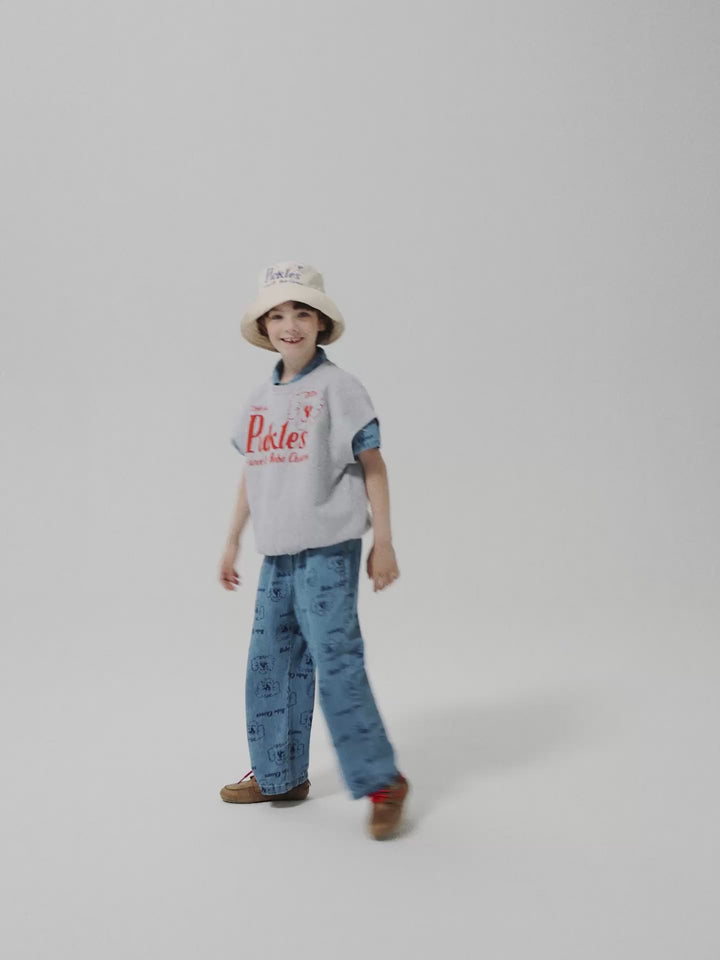 Pickles The Dog all over light denim pants