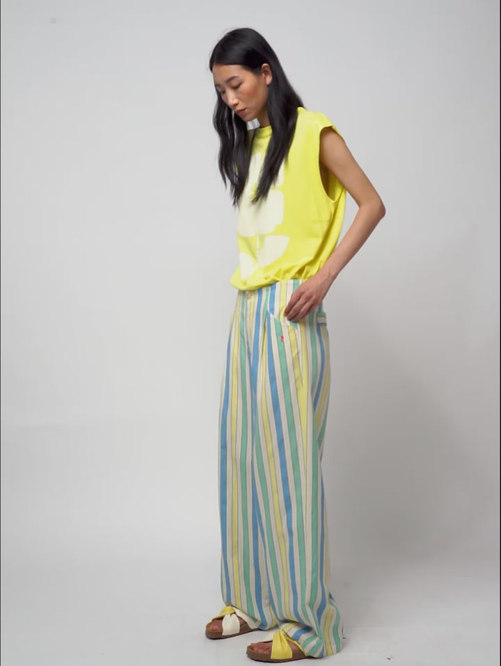 Pantalón plisado Multicolor Stripes