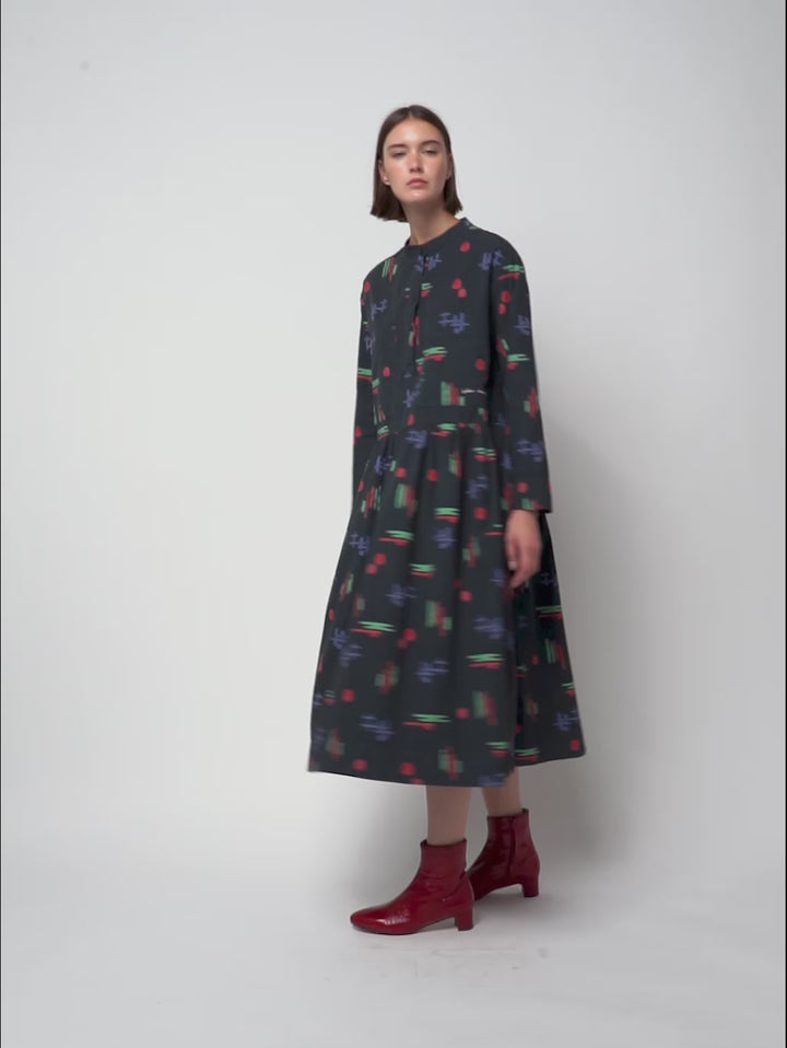 Multicolor print loose fit dress