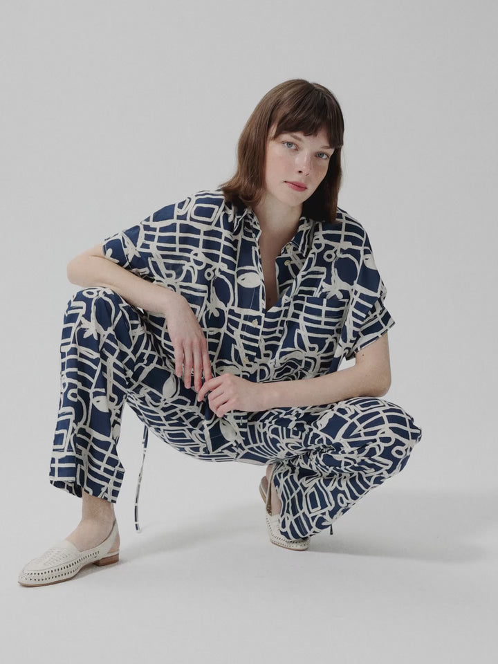 Cookery Festival pattern oversize shirt