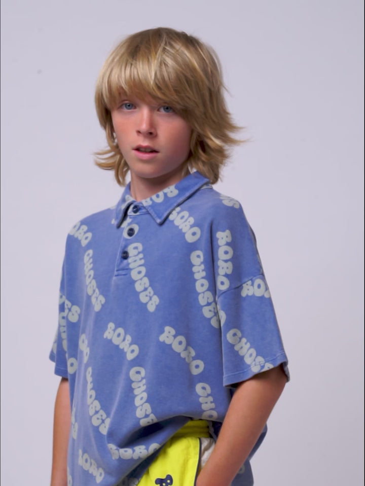 Wavy Bobo Choses all over waffle polo shirt