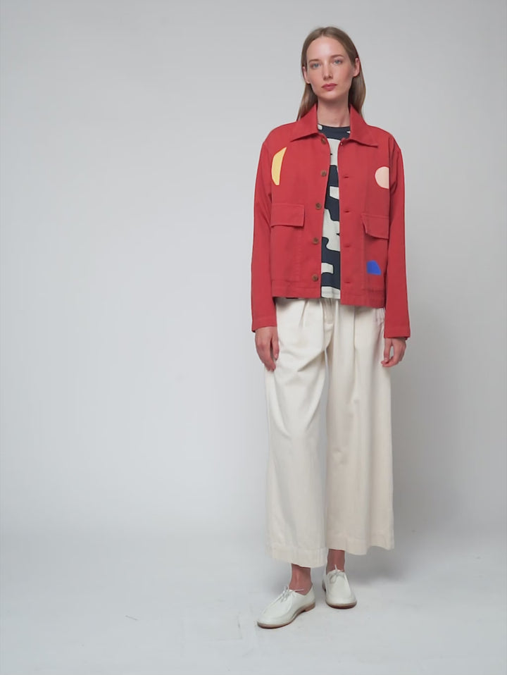 Summer landscape print cropped jacket