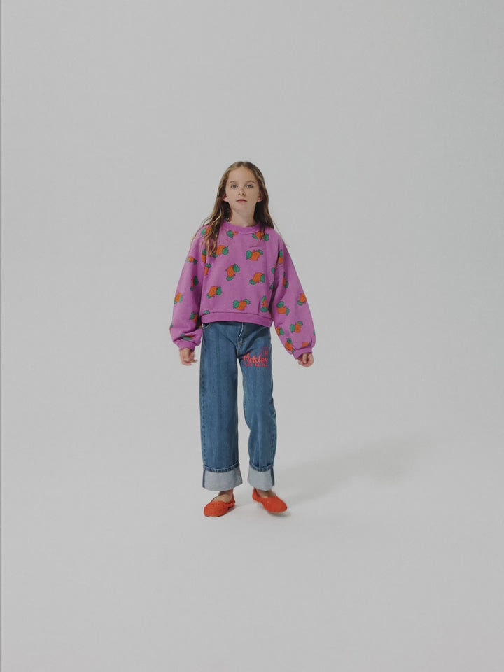 Sudadera cropped estampada Tangerine