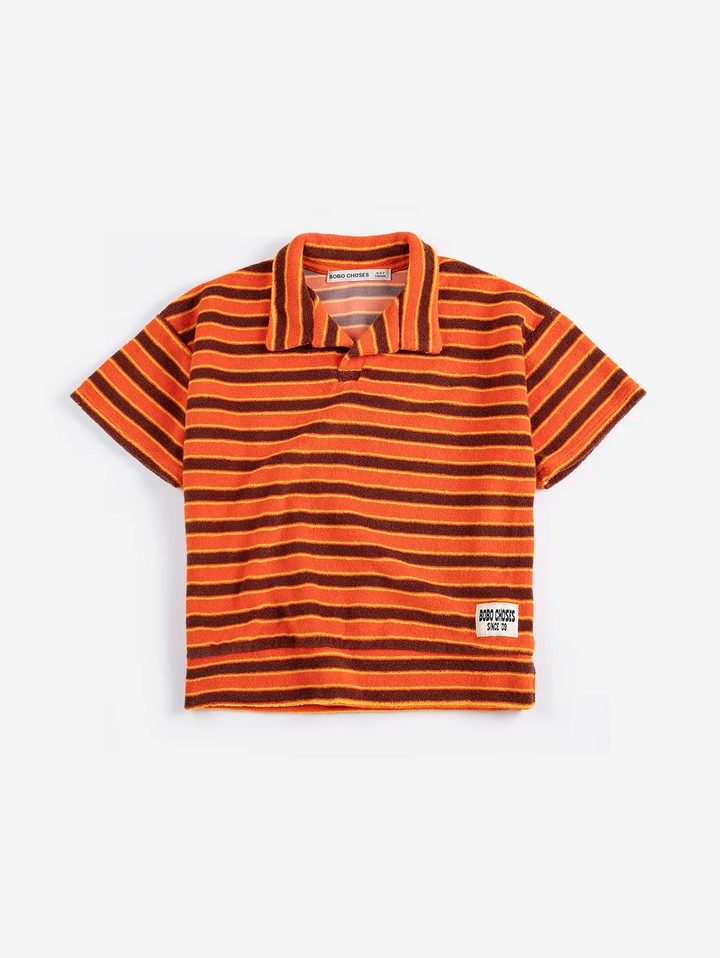 Striped Brick terry cloth polo