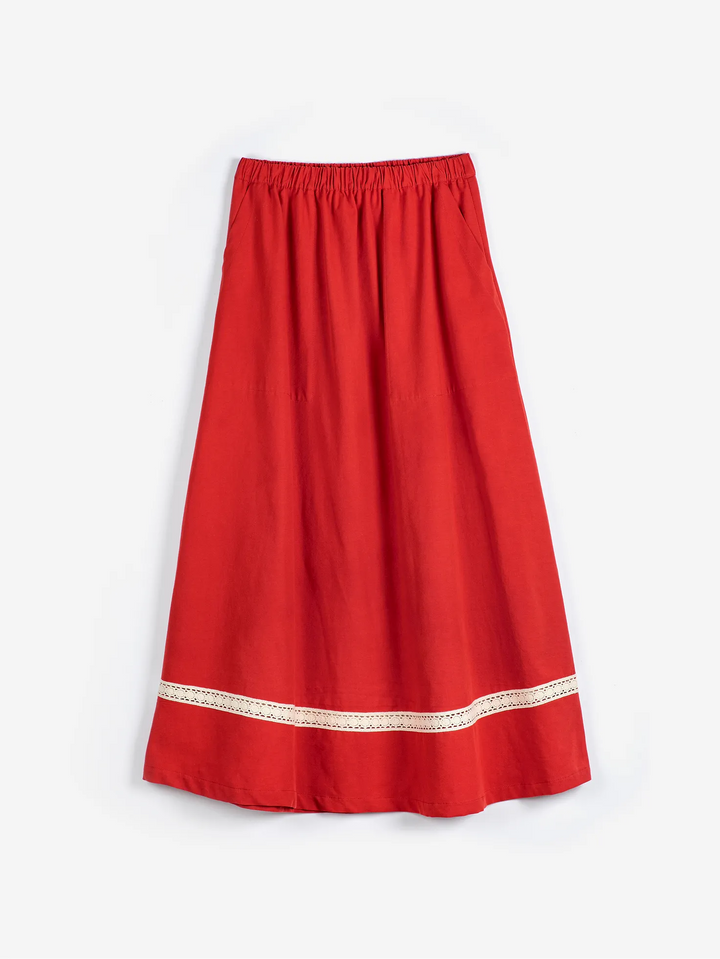 Contrast-trim evasé skirt