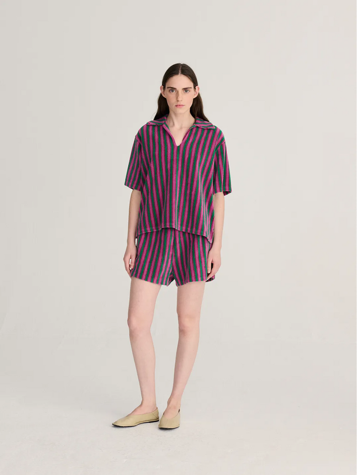 Striped terry shorts