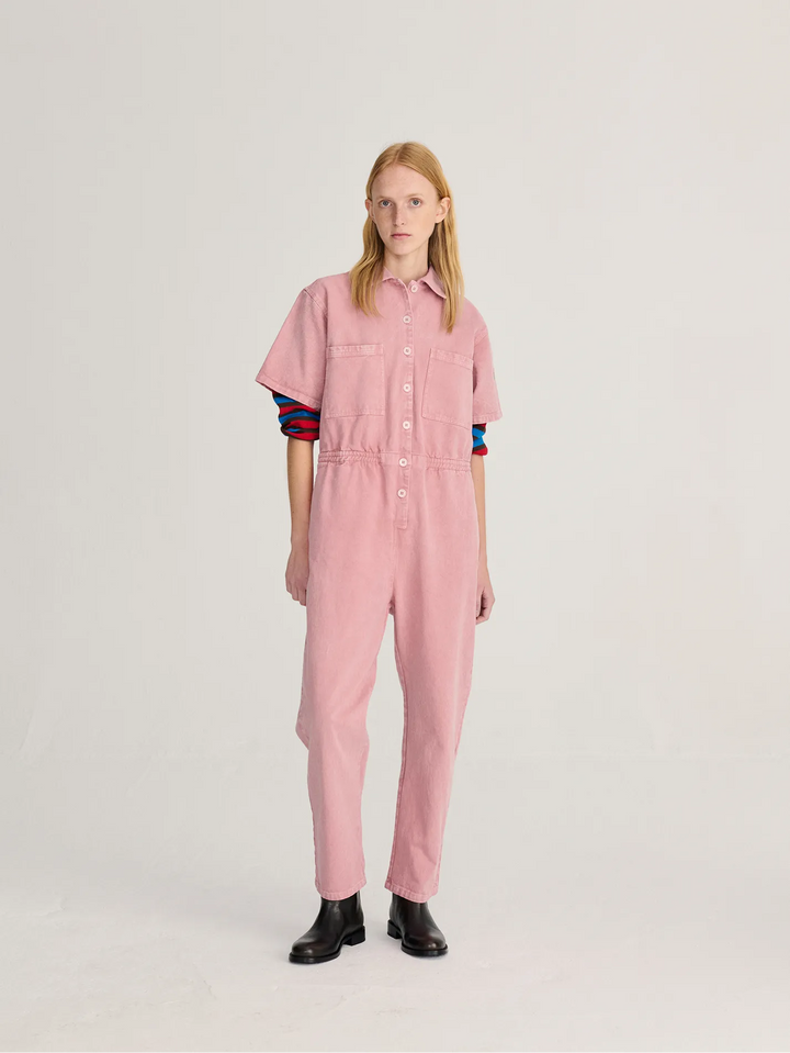 Twill-Overall mit Stickerei
