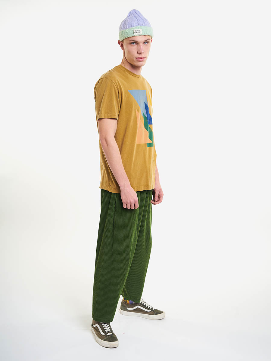 Cut cropped corduroy trousers