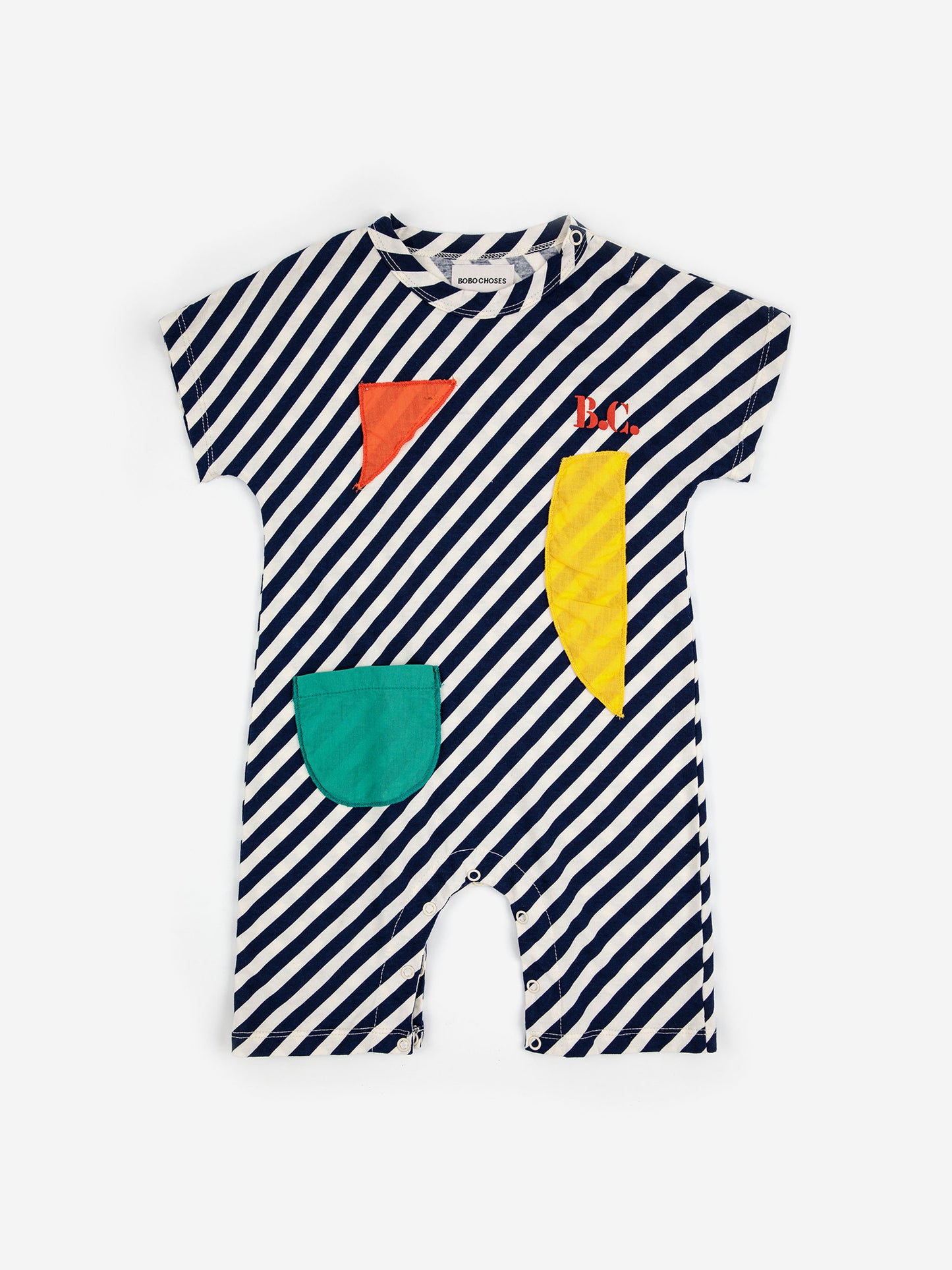 Color patch short sleeve overall