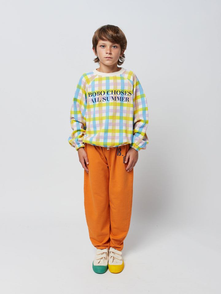 Multicolor check long sleeve sweatshirt