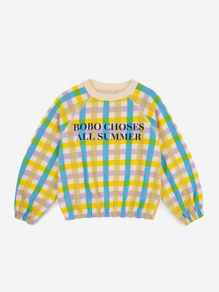 Multicolor check long sleeve sweatshirt