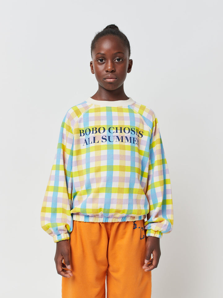 Multicolor check long sleeve sweatshirt