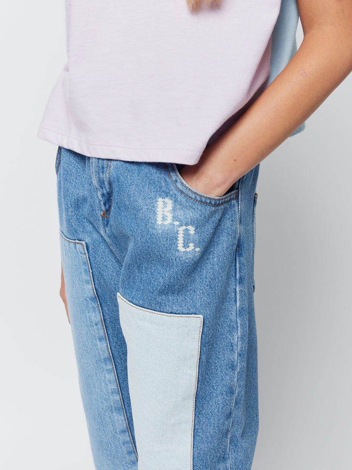Patch denim pants