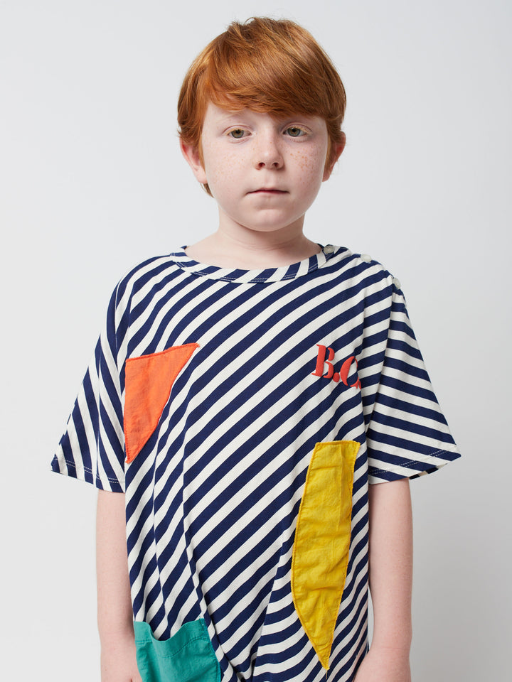 Color patch short sleeve overall