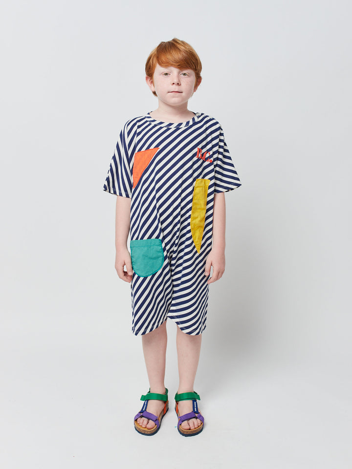 Color patch short sleeve overall