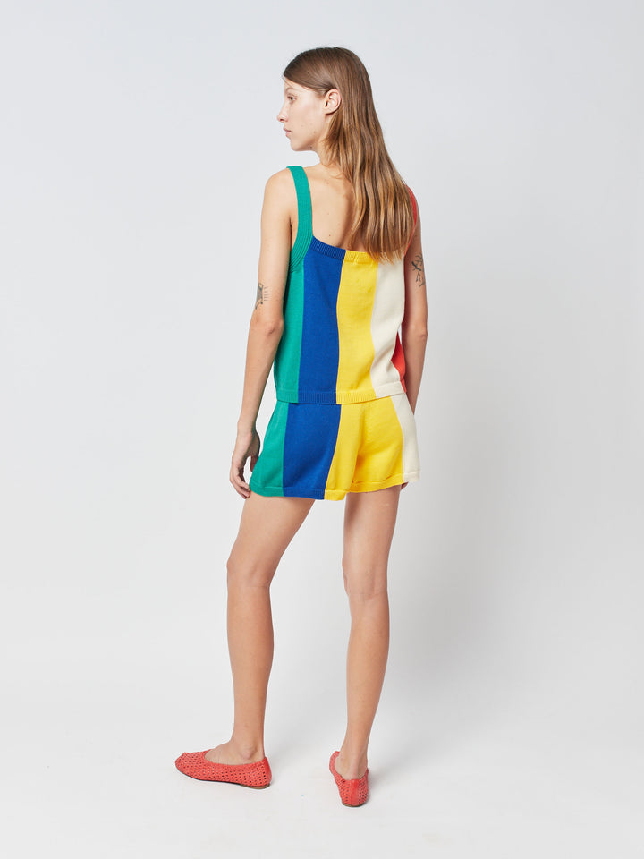 Multicolor stripes knitted short