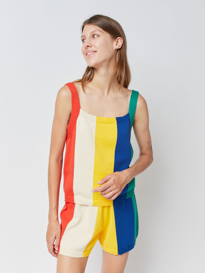 Multicolor stripes knitted short