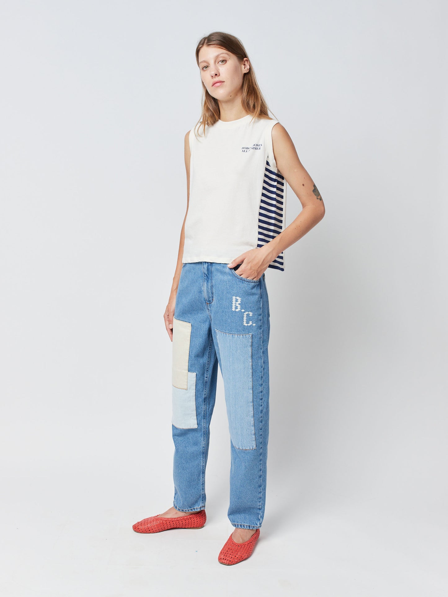 Patch denim jeans