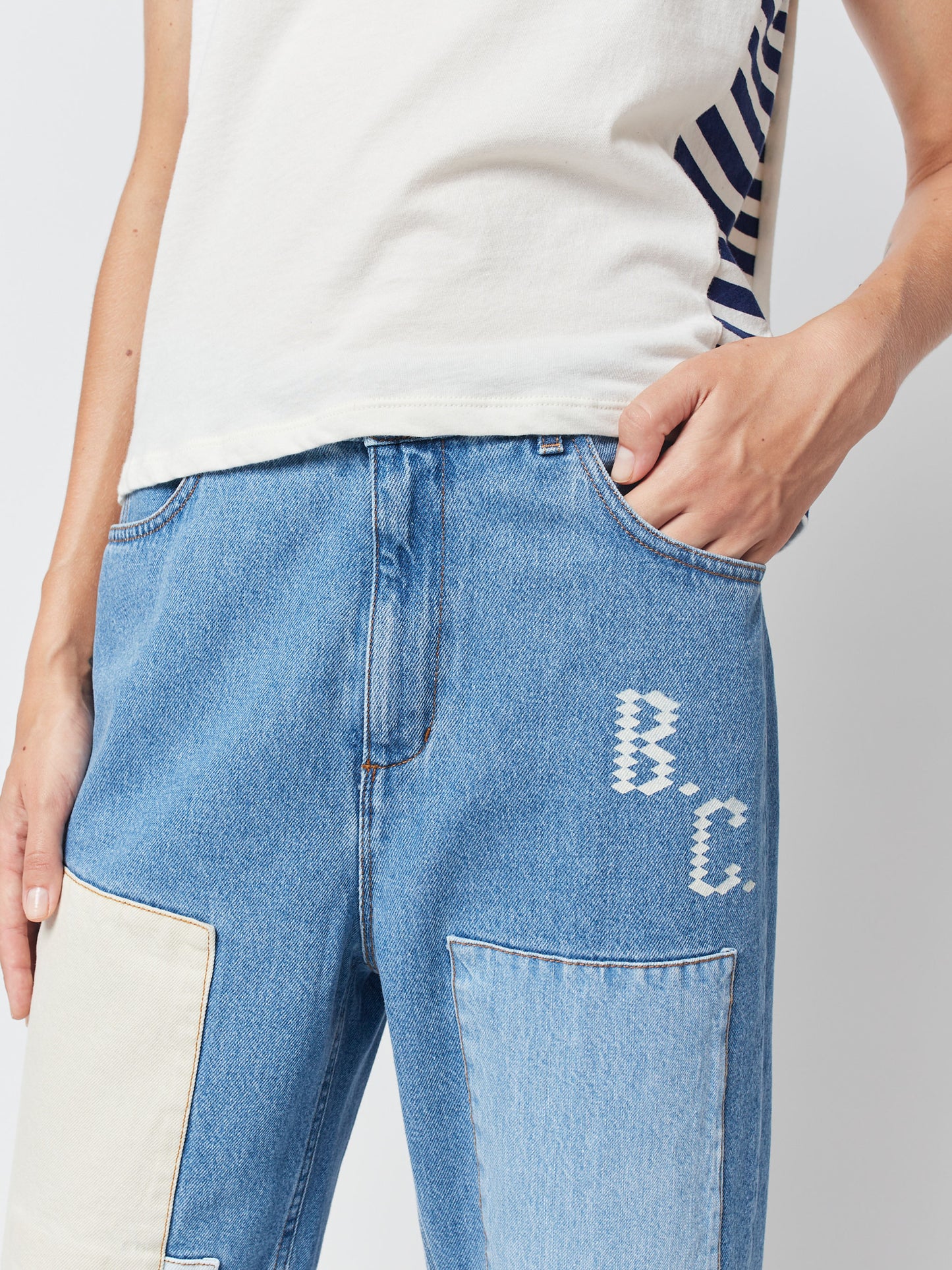 Patch denim jeans