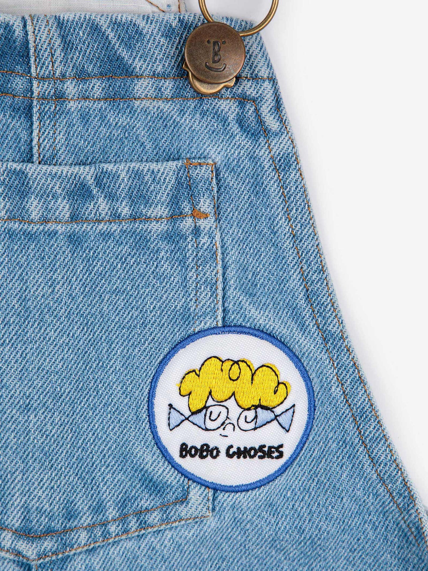 Patches light denim dungaree