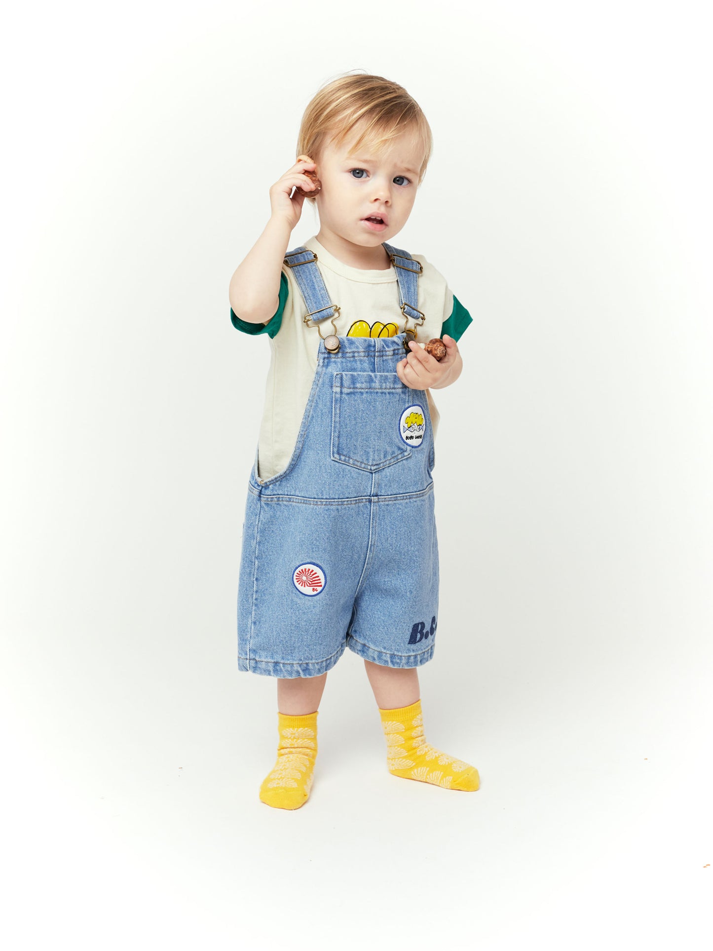 Patches light denim dungaree